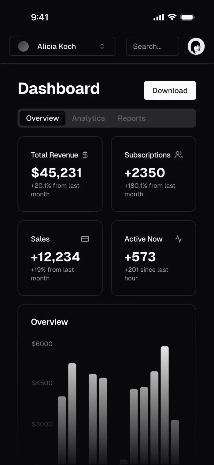mobile dashboard